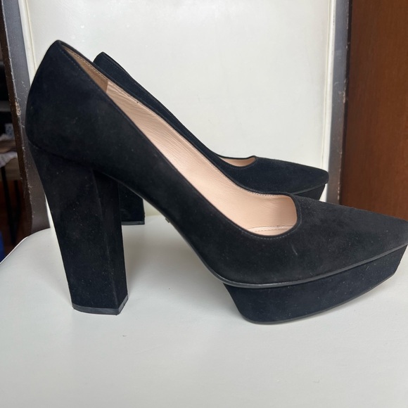 Prada Black Suede Platform Heels - Picture 5 of 11